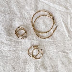 Assorted Size Gold Thin Hoop Earrings